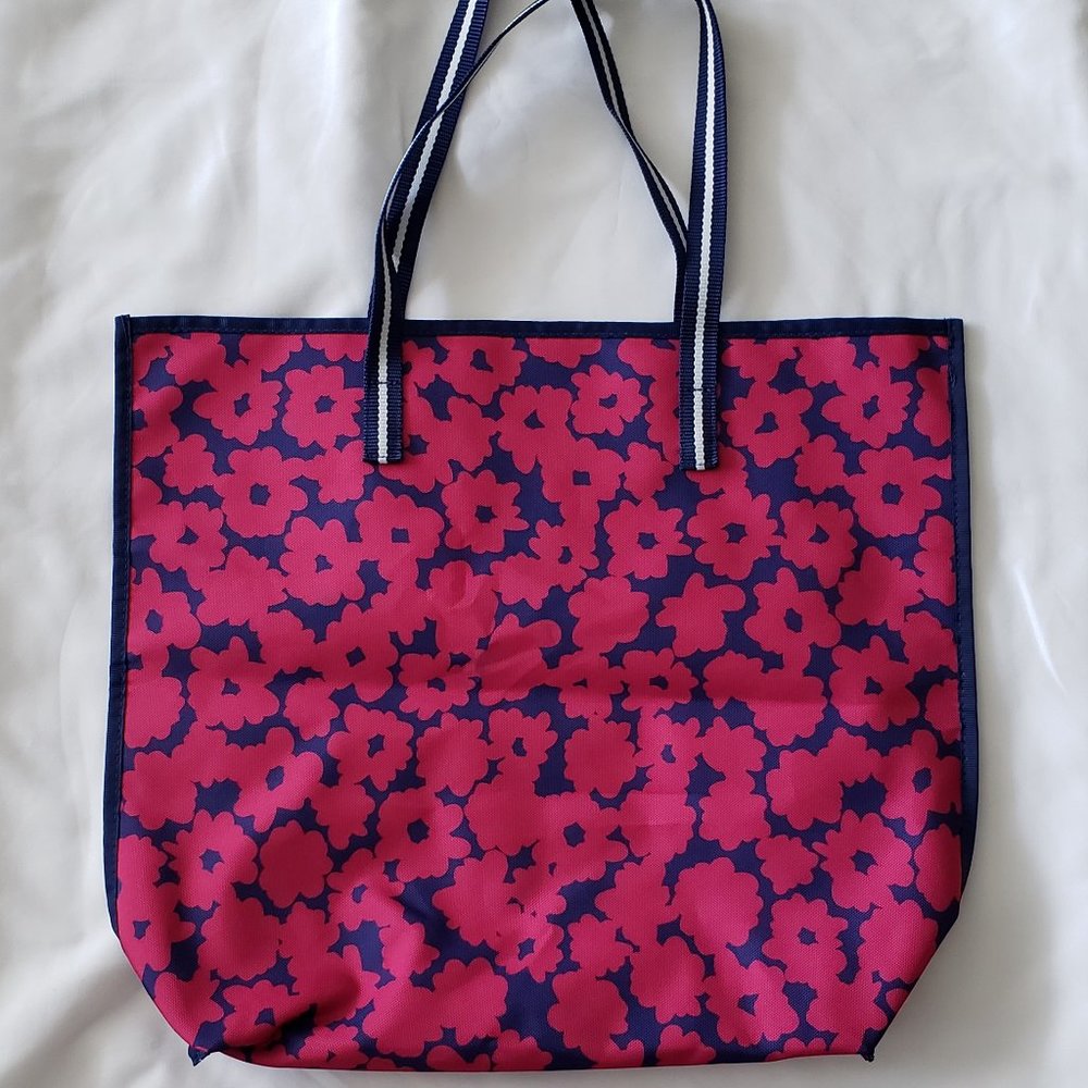 **SOLD**Estee Lauder Navy & Pink Flowered Large Tote Bag ~ NEW